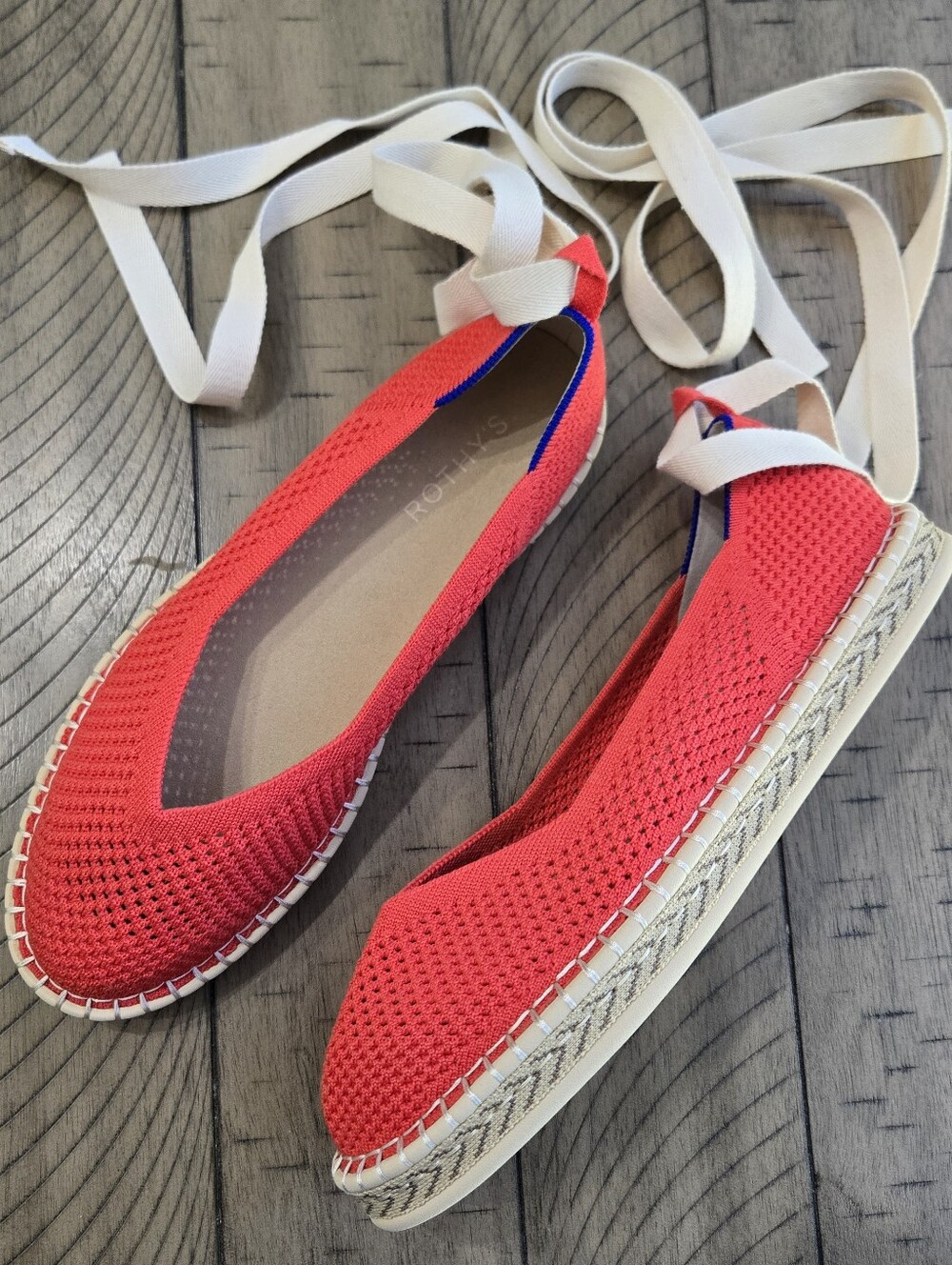*Brand New* Rothy's Red Knit Espadrille Ballet Flats with Ankle Tie